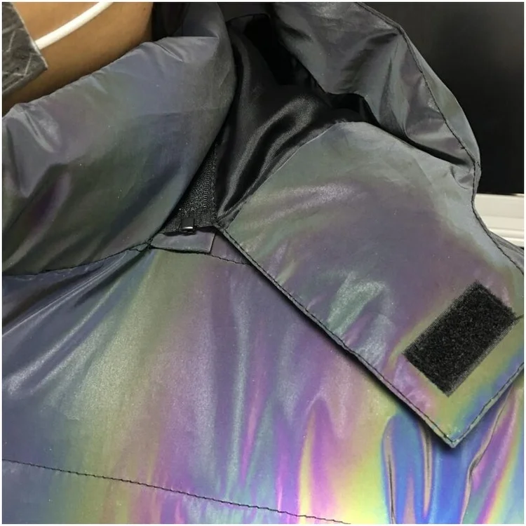 Topgeat customization new style spring autumn men custom logo  hi vis reflective rainbow puffer jackets for outside activities