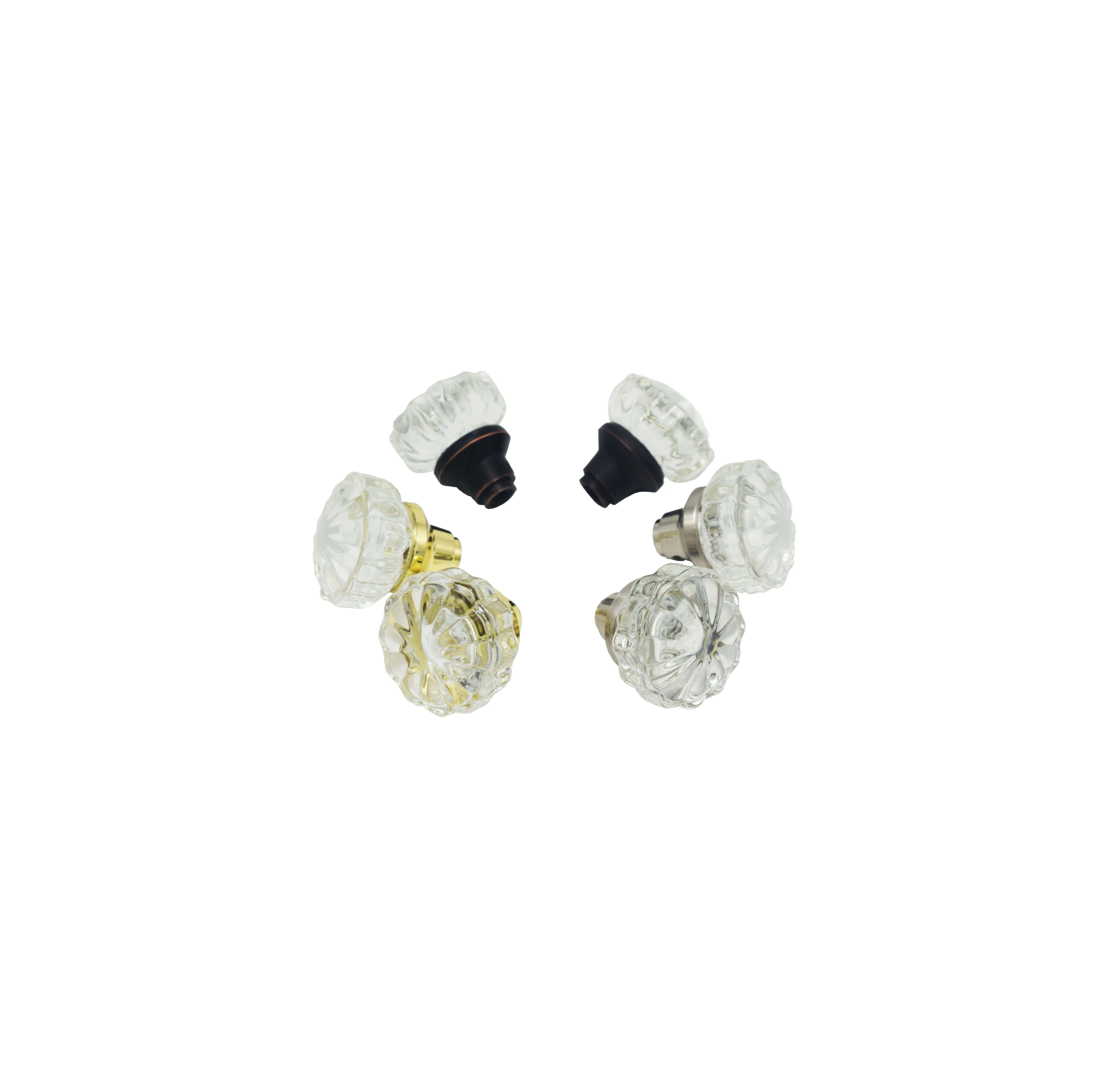 Mortise Style Fluted Round Passage Lock Set Knobs with Spindle for Interior Doors Round Crystal Glass Door Knob