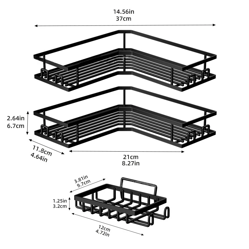 perforation-free bathroom Corner Shower Caddy Organizer Shelf triangular wall mounted storage rack Shelves