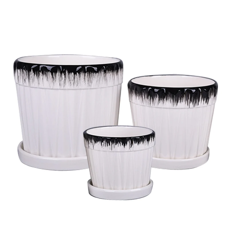 Wholesale Indoor Ceramic Flower Pots For Plants Black  White Blue Orange