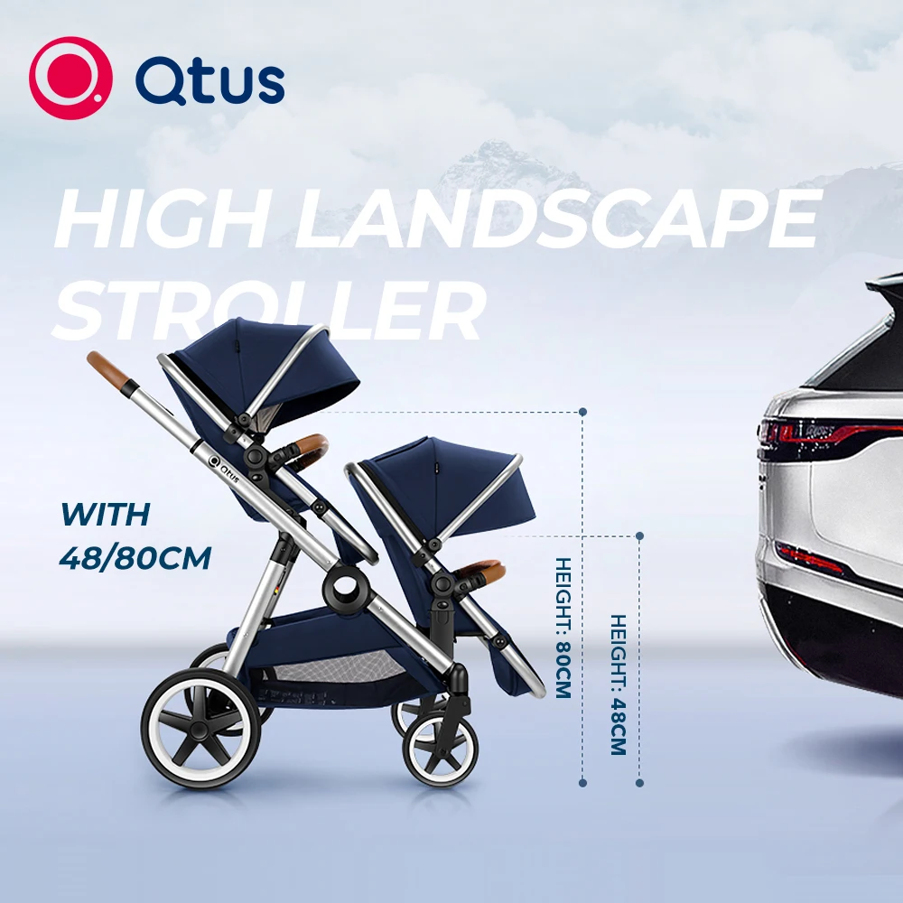 QTUS DuetPro double stroller with car seats for twins Rides is double fold like a single Grows with your family storage basket
