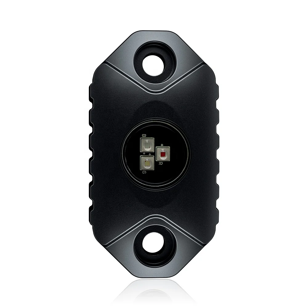 Mega Bright Pure black IP68 DC 9-24V Mobile app control function RGB led rock light  kit for offroad vehicle