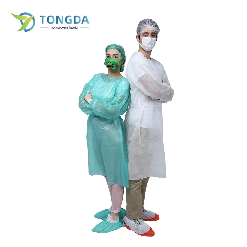 Elastic cuff disposable surgical non woven patient gown with short sleeve