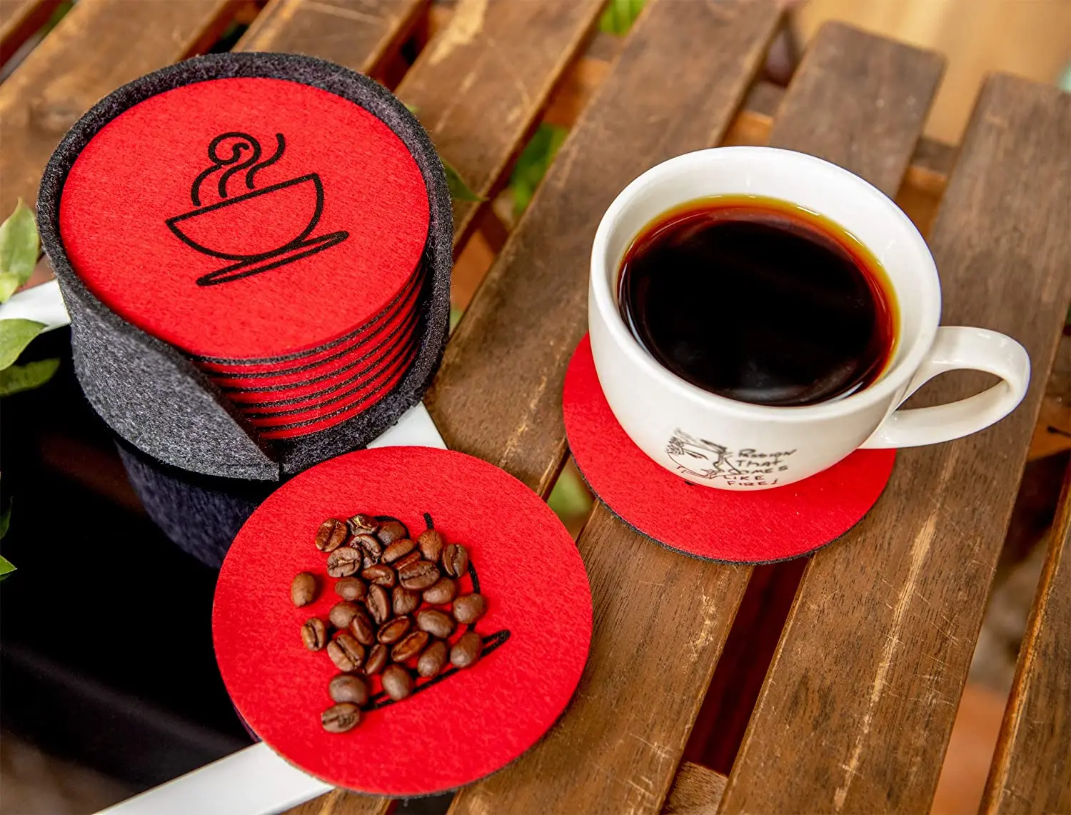 custom round tea glass laser-cut felt pattern color cork pad cup coaster