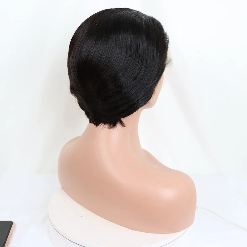 2023 Wholesale european short pixie cut wig 6 inch human hair wig, 13*4 lace frontal brazilian human hair wig cut short bob