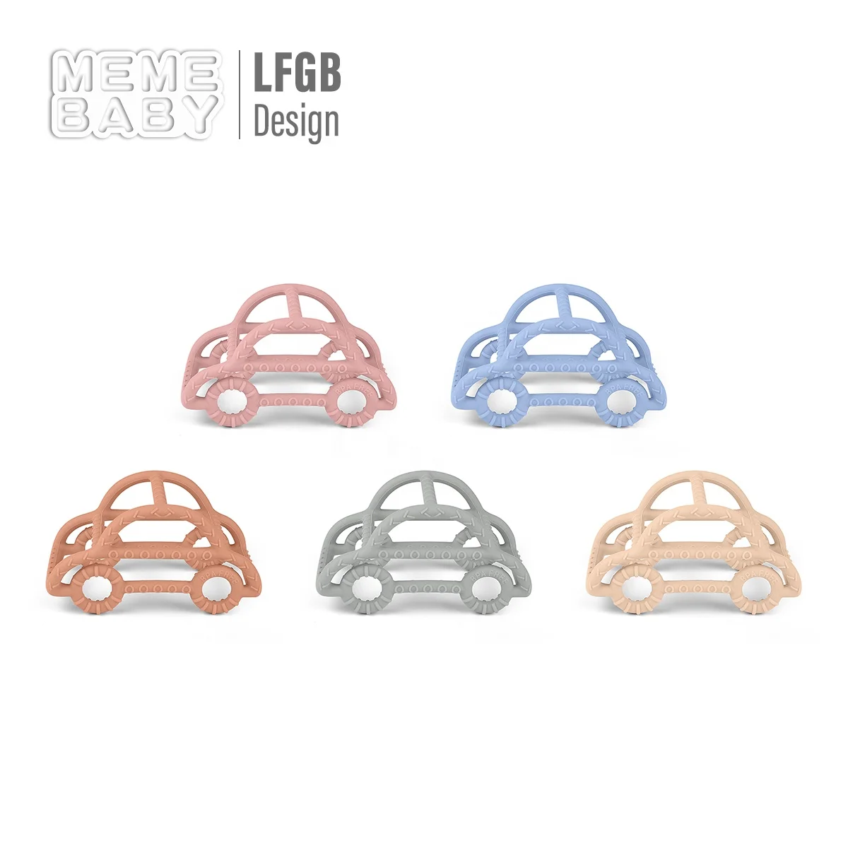 Soft Toys Hollow Car Newborn Baby Teether Funny Sensory Chew Toys Silicone Teether Teething Ring Gift Set BPA Free Eco Friendly
