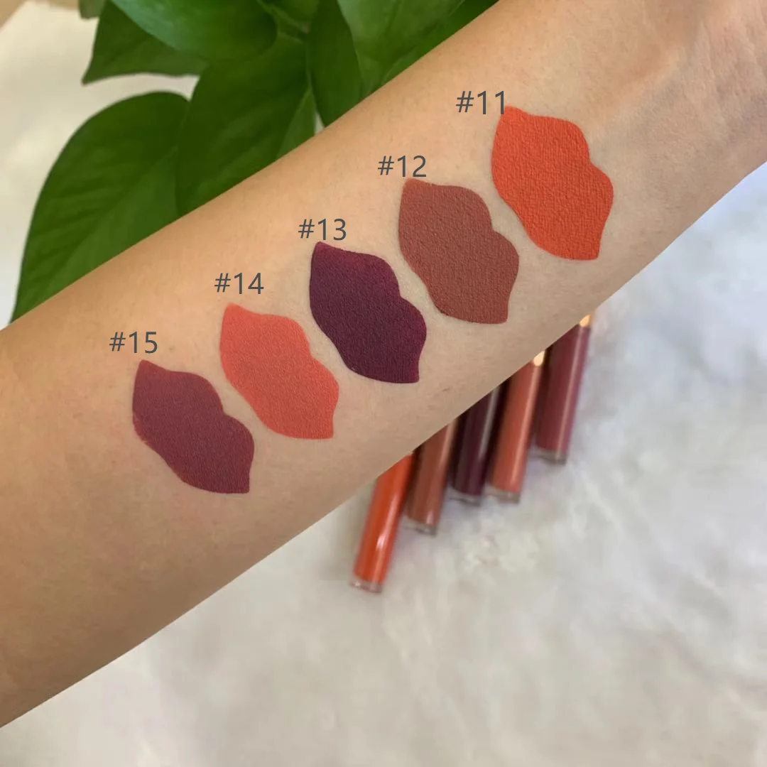 Косметический красный блестящий коврик для губ с логотипом на заказ, водостойкая нюдовая матовая помада с фирменной этикеткой