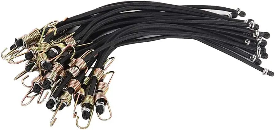 4mm Mini Bungee Cords Heavy-Duty Black Tie Down Straps Rubber for Outdoor Tarp Covers Canvas Canopies Motorcycle and Cargo