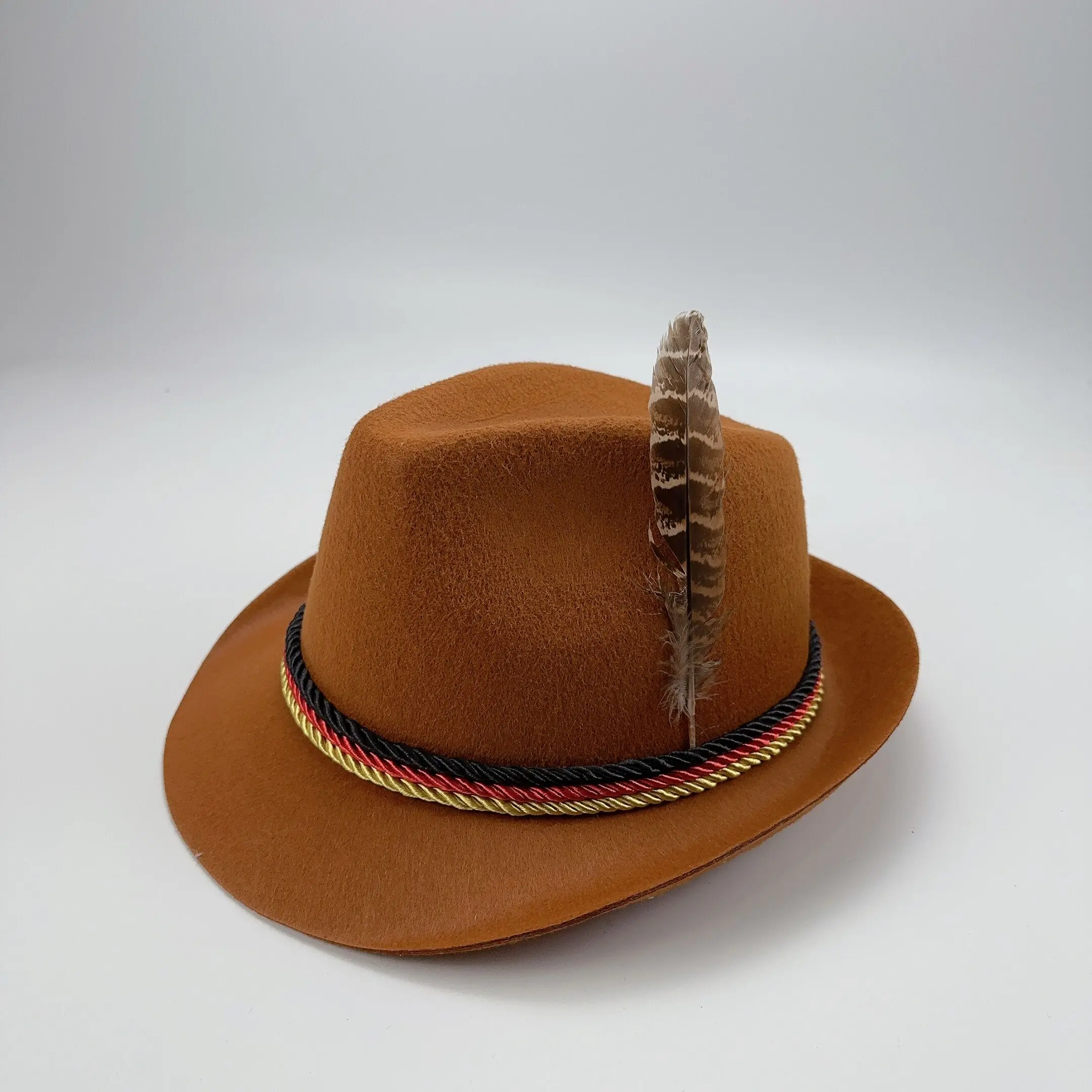 Custom made Embroidery Felt  Fedora Hat outdoor Wide Brim Jazz Hat Wool Decorate Panama Party Fedora Hat
