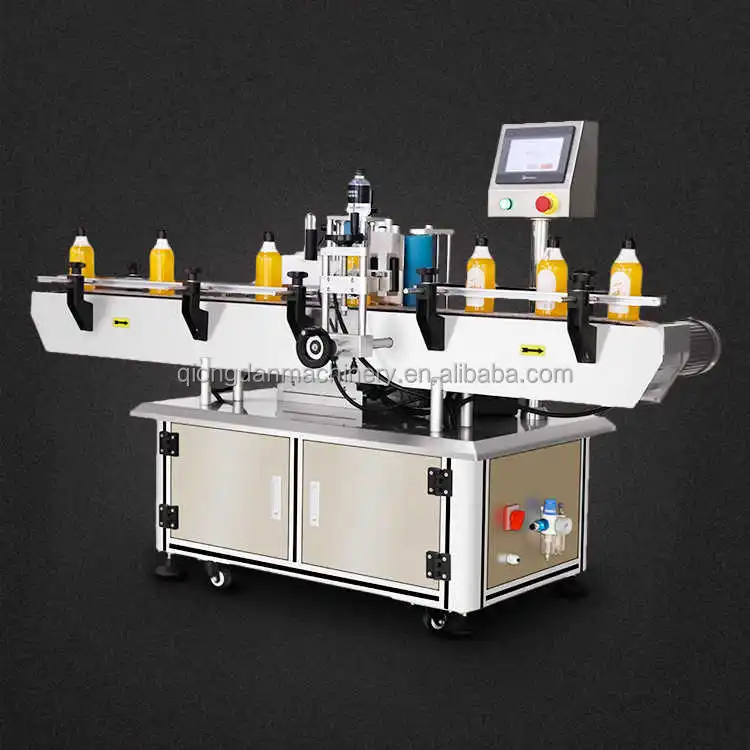 Automatic flat round Square Plastic Glass bottles adhesive sticker double side labeling machine price on sale packing line