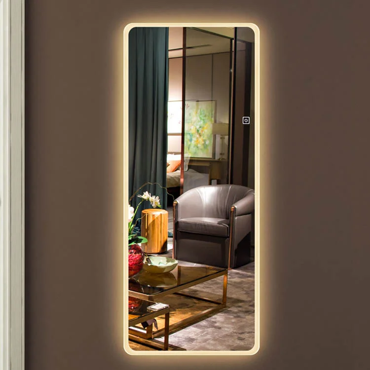 LED Full length floor frameless mirror bedroom led lighted dressing mirror