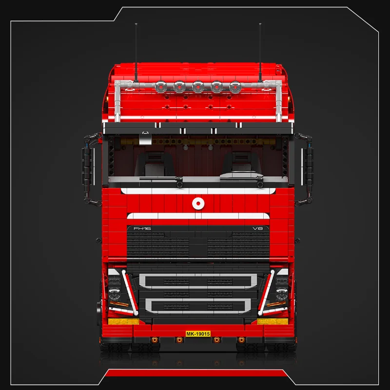 2024 Mould King 19015 FH16 Pneumatic Tractor MOC Brick Toy 19015T Heavy-Duty Tow Trailer Technical Engineering Vehicle Toy