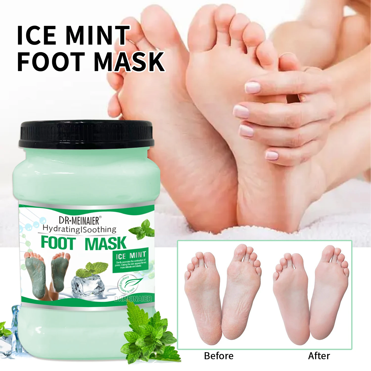 Natural Plant Essence Ice Mint Foot Mask Hydrating Soothing Skin Gentle Nourishment Exfoliating Foot Removing Chicken Skin Scrub