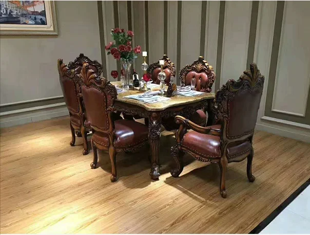 
European Italian classical wooden carved-flower royal dinning room set 