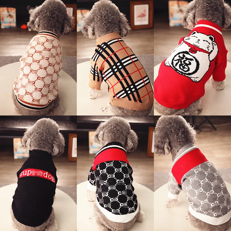 Fashion brand pet dog sweater knitted plush warm puppy cat dog winter clothes
