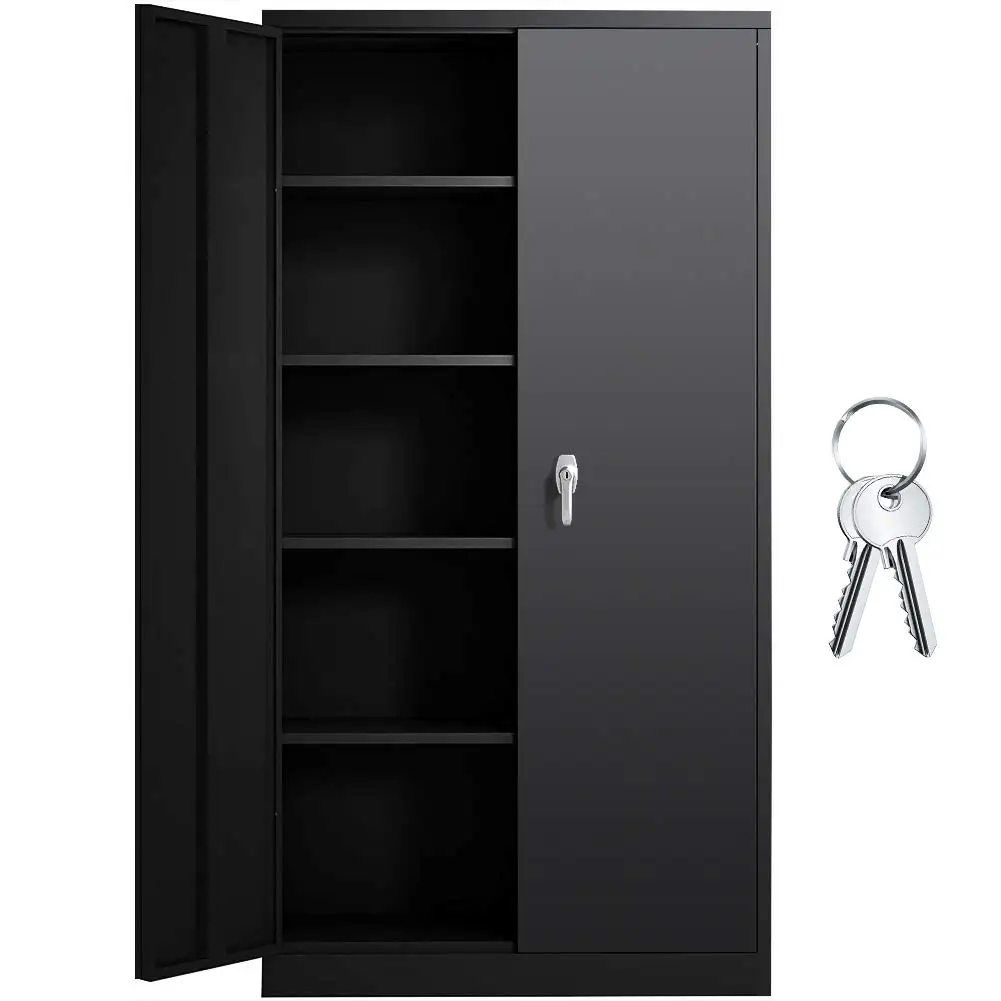 Black Color Lockable Handle Waterproof Steel Storage Office Filing Cabinet with Adjustable Shelves