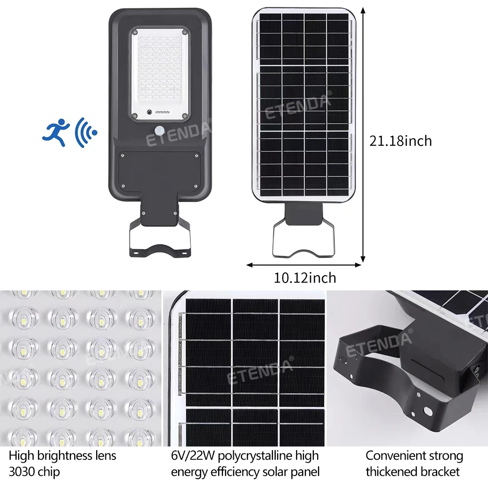 Remote Control Pir Motion Sensor Outdoor Solar Wall Light Solar Street Light Solar Panel Led