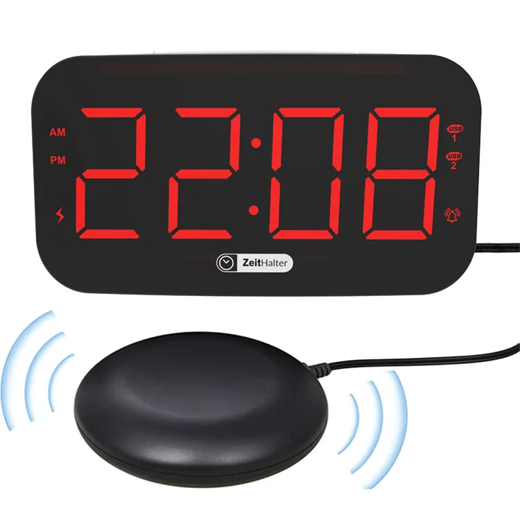 Electronic Shaker Alarm Clock Led Digital Clocks with USB Charging Night Light Vibrating Alarm Clock