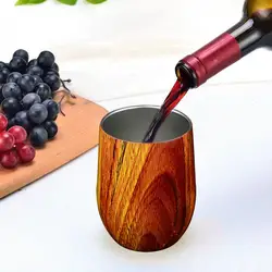 2022 Sweat Free Double Wall Vacuum Insulated Wine Tumbler 12 oz Wooden Grain Egg Cup For Coffee/Wine/Ice Cream