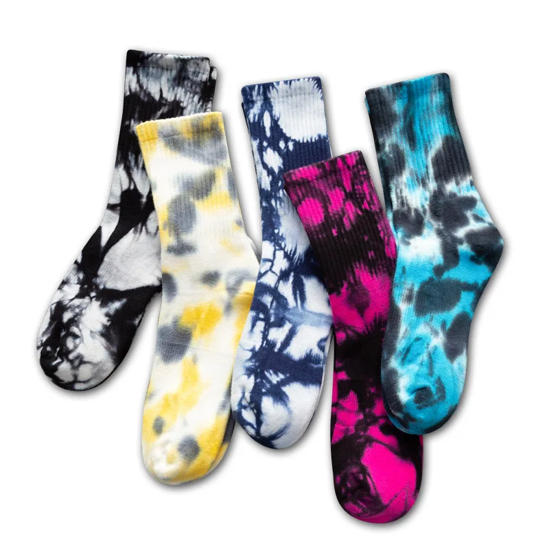 High Quality Fashion Tie Dye Printed Crew Mens Dress Socks Unique Custom Tie Dye Socks