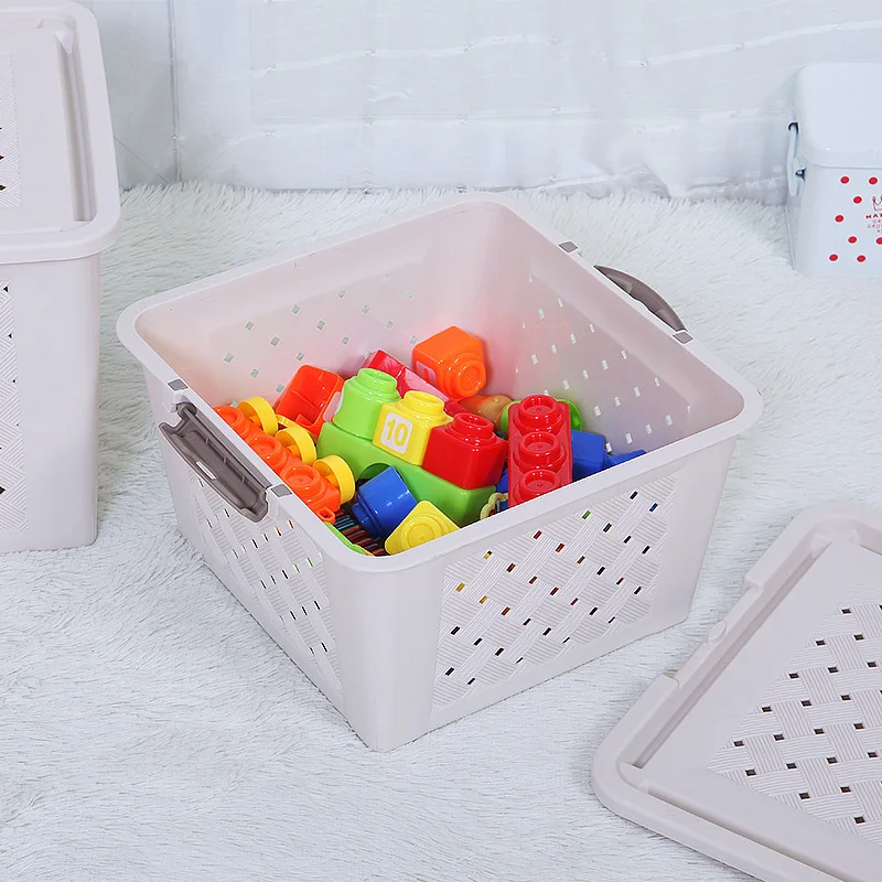Eco-friendly PP Picnic Plastic Living Storage Box Basket with Lid Animal Transport Storage Package Basket