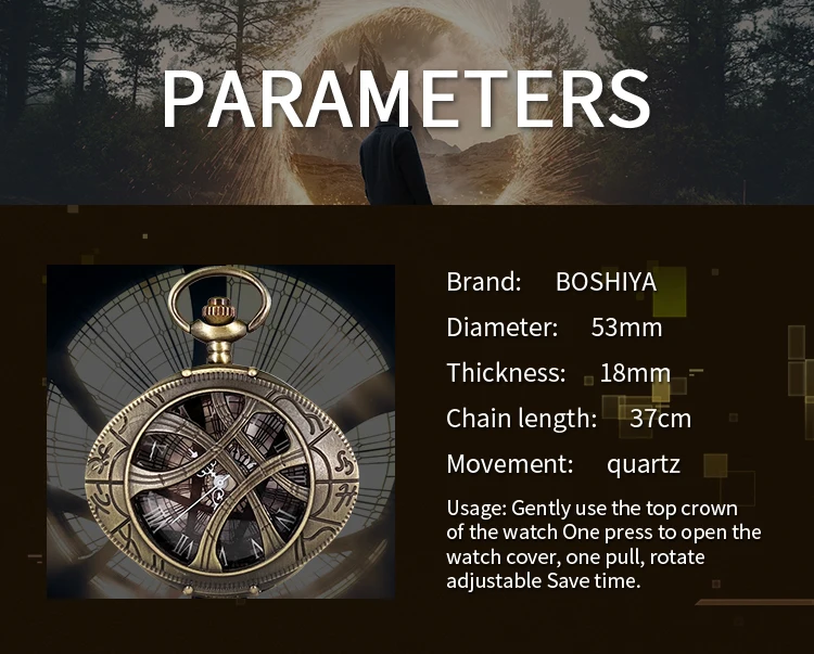 Vintage Quartz Pocket Watch Necklace Set, Hollow Pocket Watch Chain Best Gift for Men and Women