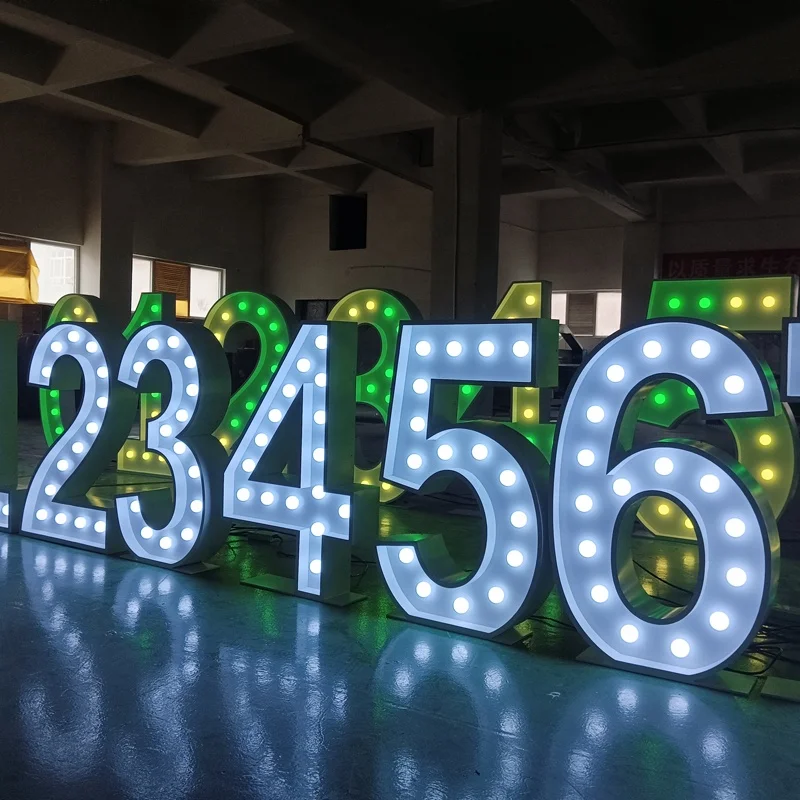 Kexian Customized 0-9 Light Up Numbers Large Alphabet Letters Giant 0-9 Marquee Number 3ft 4ft 5ft Marquee Letters