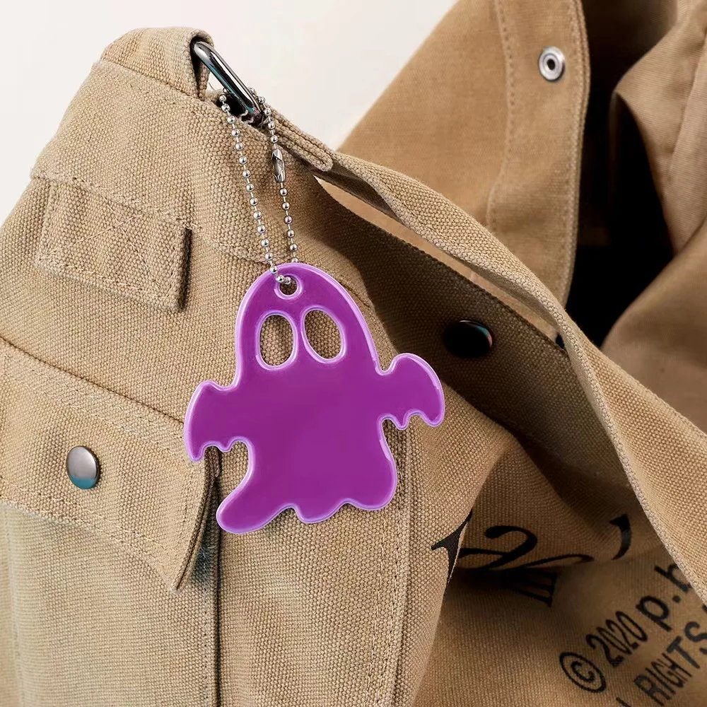 new design reflective key chain  pvc security hanger bag pendant reflective halloween ghost key chain
