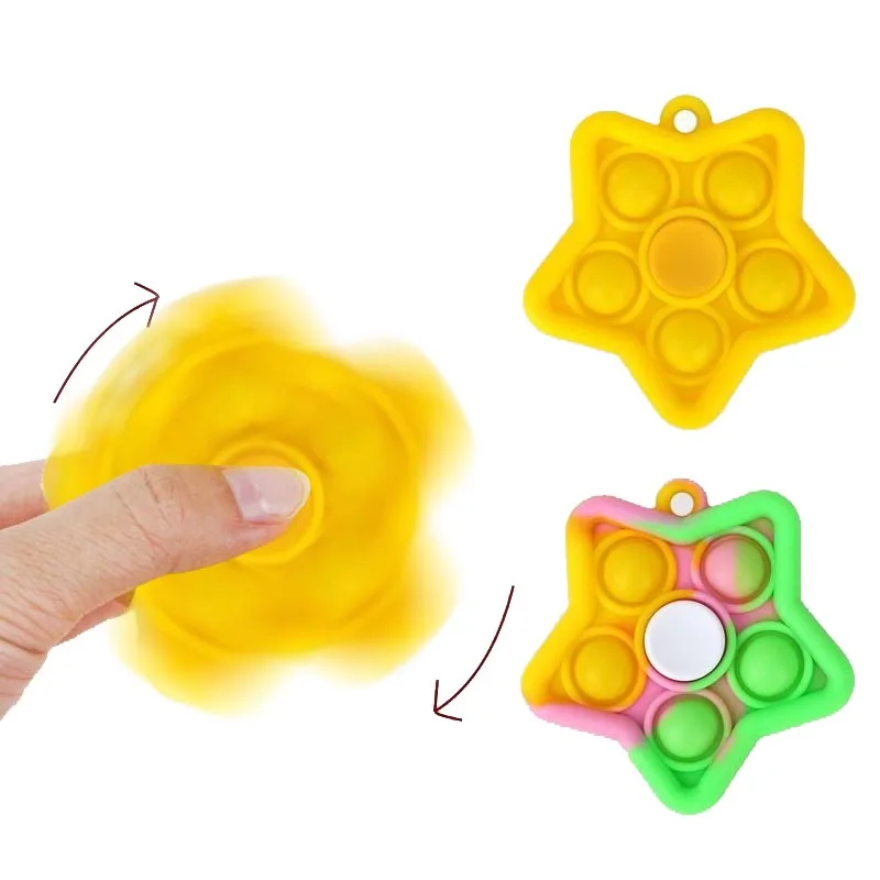 Juguetes Para Los Ninos Educational Kids Gift Key Chain Finger Bubble Spinner Star Fidget Toys