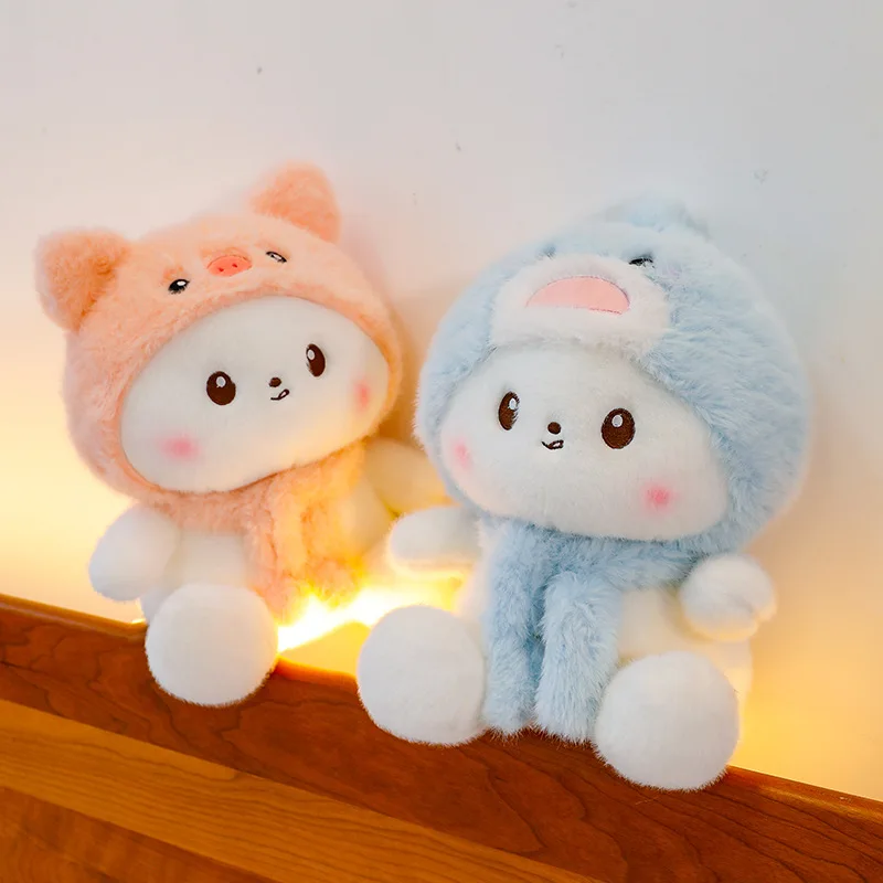 Factory Direct Sales 2025 New Cartoon Cat Plush Toy with Hooded Scarf Cute Birthday Gift Doll Throw Pillow Can Be Customized