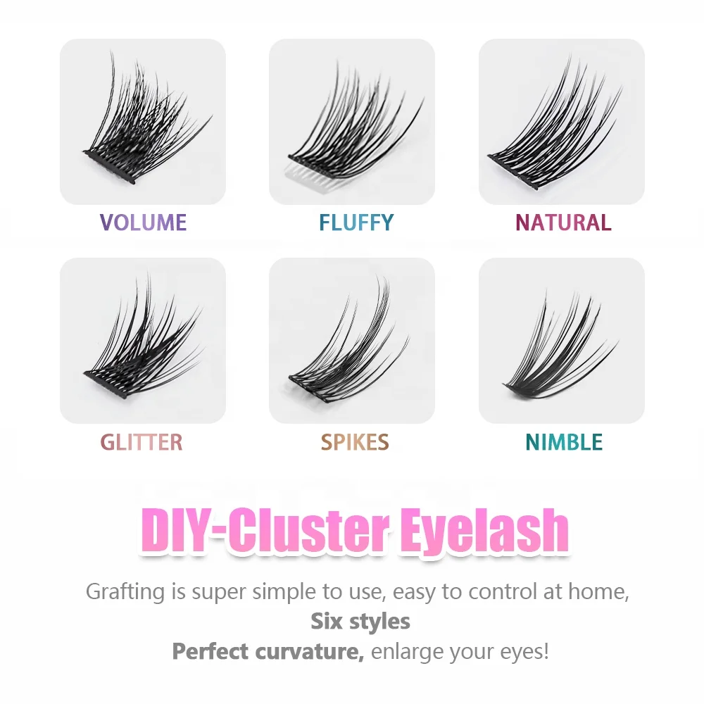 Factory Wholesale DIY Clusters Eyelash Extension Individual 30D/40D Volume Soft Natural Segmented Eyelash With Customize