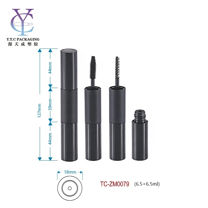 
cosmetic packaging 13ml empty custom double ended mascara tube eyelash custom logo with brush 