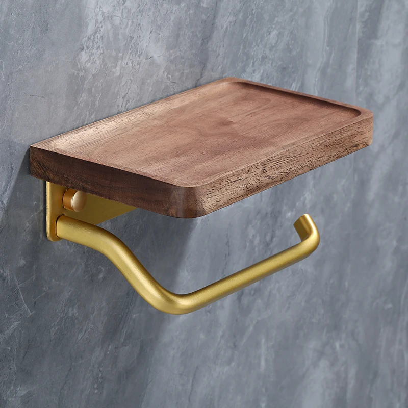 Wood toilet paper holder with shelf toilet tissue holder with shelf toilet paper roll holder