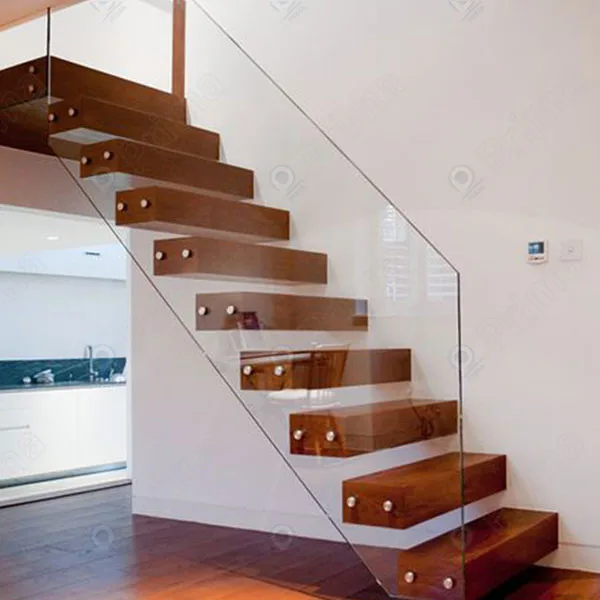 Prima Cheap Price Modern Floating Staircase/hidden Cantilever Stairs/enter Wall Type Stair with Glass Step