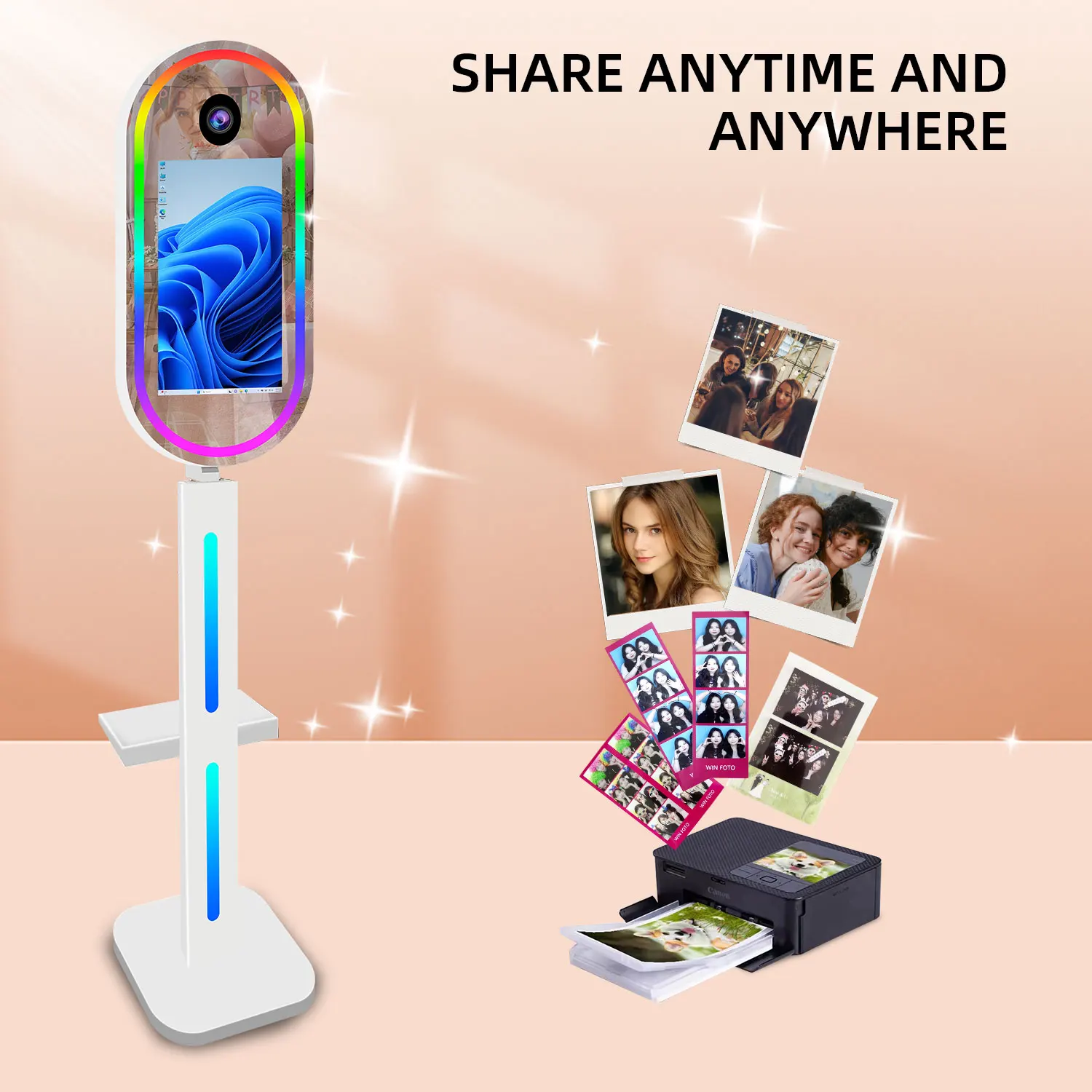 Flamboyant 15.6 Inch Magic Mirror Photo Booth And Machine Light Weight With Selfie Photo Booth Snap Photo