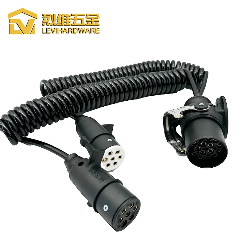 Оптовая продажа 7Pin + до 15 Pin кабель для прицепа 24V PA/PU/нейлон блок питания спиральный провод в сборе трейлер автомобиля