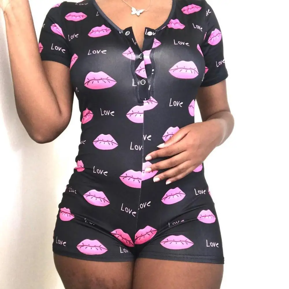 
Low MOQ Custom Sexy Stretchy Onesie Pajamas Adults Women Plus Size Leotard Short Sleepwear Design 2021 Onesie 