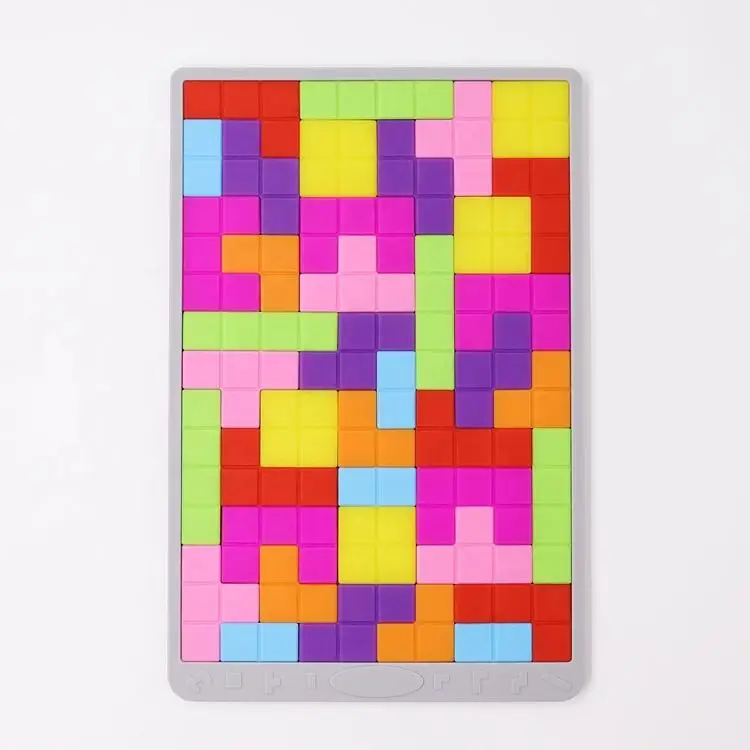 Tangram Jigsaw Intelligence 3D Russian Blocks Game STEM Montessori Educational Gift Silicone Blocks Puzzle DIY Toy for Baby Kids