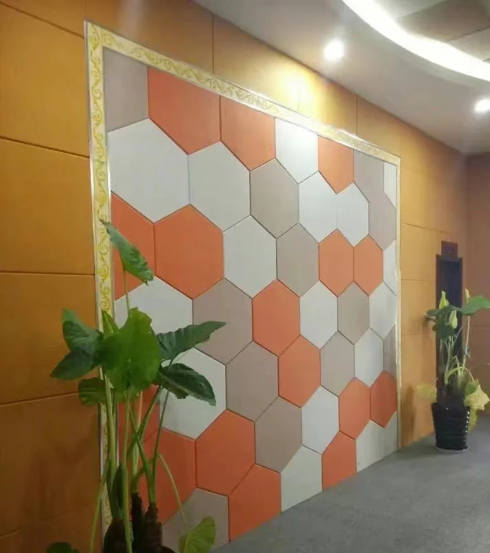 New design Polyester Fiber Acoustic Panels Hexagon polyester decorative sound acoustic wall panels