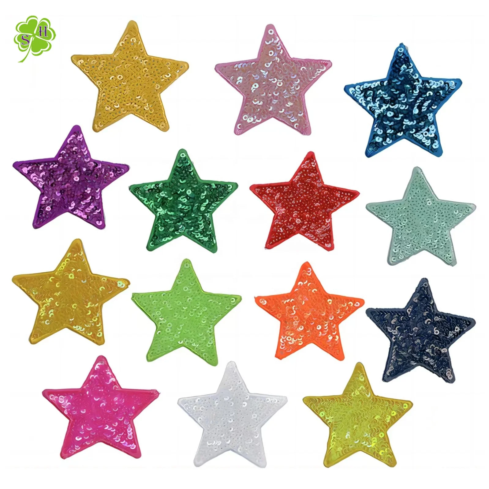 Star Plant Sequin Patches Pentagram Star Badge Applique  DIY Accessory Turcker hat patches star sequins patch iron-on
