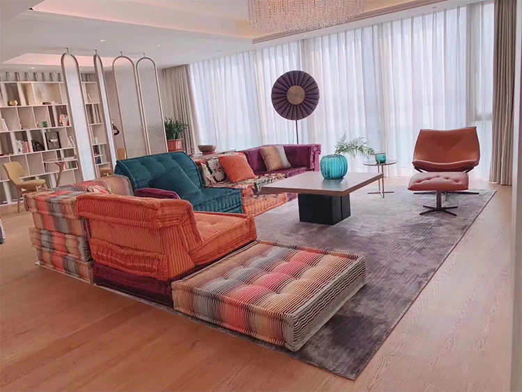 Modular Fabrics Sectional Floor Sofa Set Furniture Cum Bed Mahjong Sofa Couch For Living Room