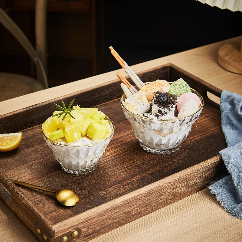 Hot selling lead-free glass dessert cups ice cream glass bowl custom fruit bowl