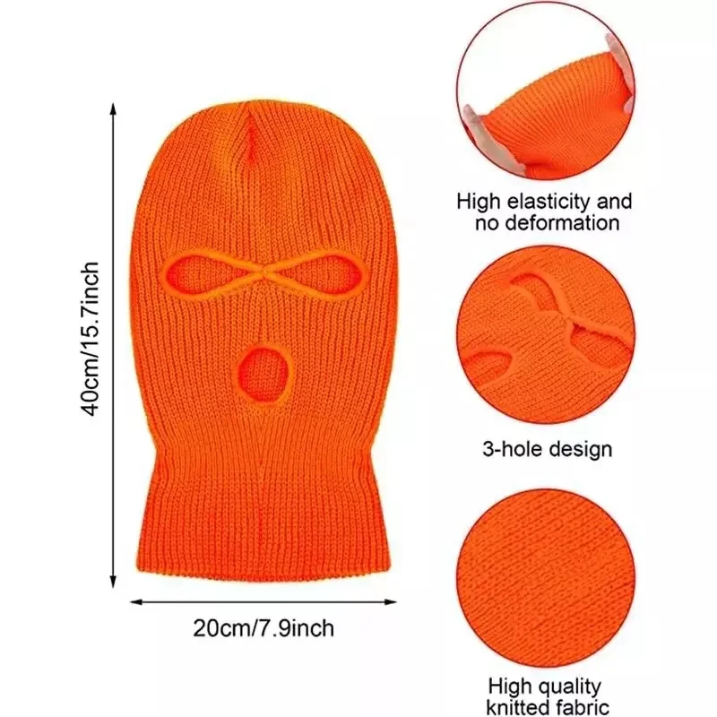 Outdoor Sports Cycling Hat 3-Holes Full Face Knitted Neck Cover Winter Balaclava Ski Face Mask for Men Women