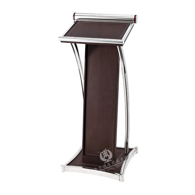 GNF  modern Mirror Polished Stainless Steel church podium with leather