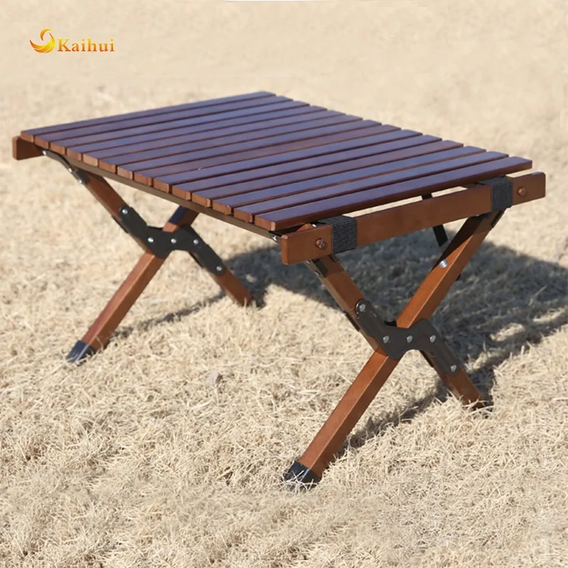 Motion Camping Solid Wood Roll Table 600 Black Beech Wood Folding Picnic Table Bag Included