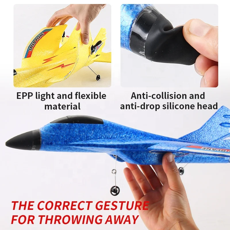2.4G Yellow Remote Control RC Flying Toys Fighter Glider Plane Aircraft EPP Foam Airplane for Kids