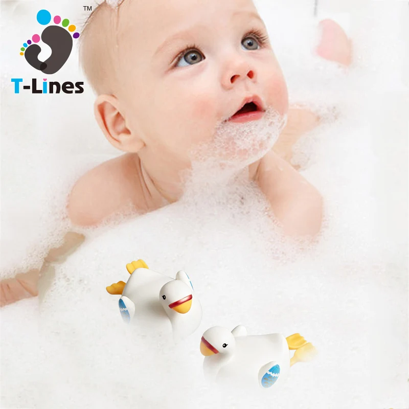 New arrival baby bath animal cute wind up goose bathing time play water bathroom toys for kids