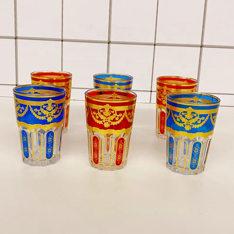 New Arrival Moroccan Tea Glass Cups 12pcs Oriental Style Arabic Tumbler Glassware Morocco Restaurant Serving Coffee Tea Sets