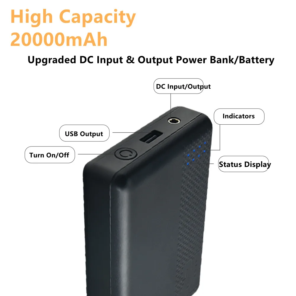 2022 gadget Air conditioning suit special battery high capacity power bank 20000mAh 12V Dc Port AC clothing accessory