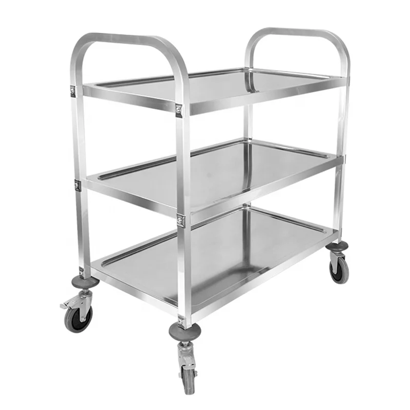 2/3/4 Tiers Shelf Detachable Trolley Hotel/Restaurant Stainless Steel Mobile Delivery Dining/Trolley food service cart